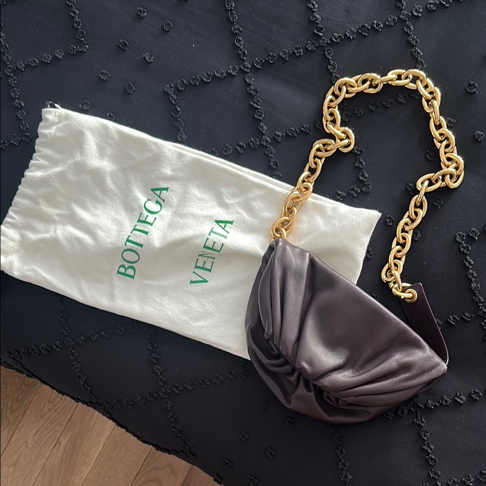 Authentic Bottega Veneta RARE Dark Plum Belt/Crossbody Bag with Gold Chain